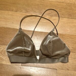 H&M Olive Green Velvet Triangle Bikini Top